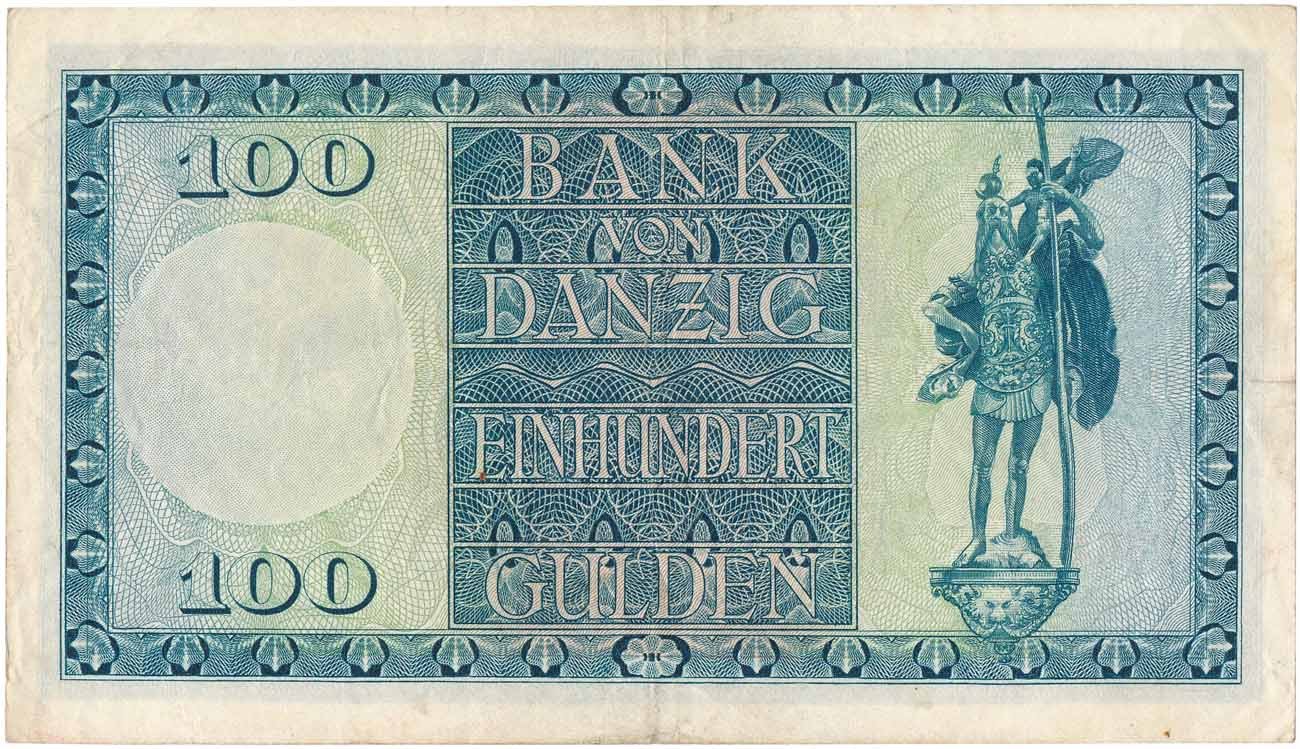 Banknot. Wolne Miasto Gdańsk. 100 guldenów 1931 seria DA